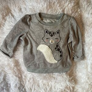 Carters Leopard Kitty Gray Sweater 3-6M